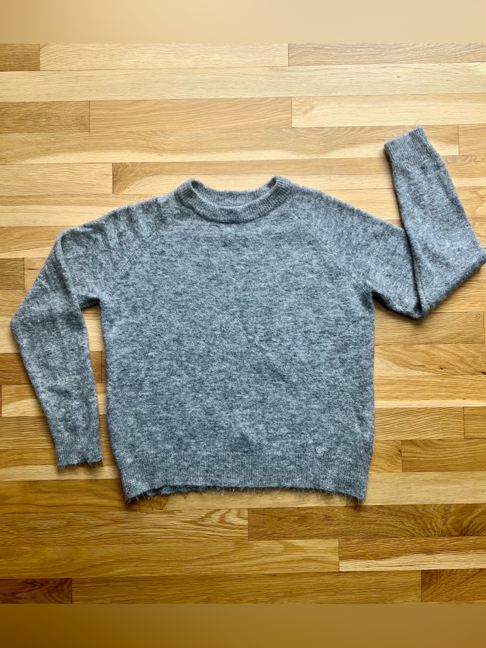 Zara Heather Gray Alpaca Wool Blend Cozy Crewneck Sweater